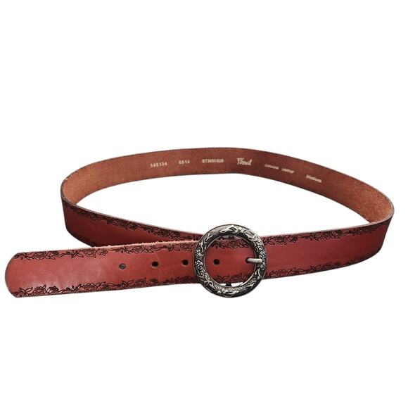 Fossil Leather Belt Retro Western Unisex - Picture 1 of 7